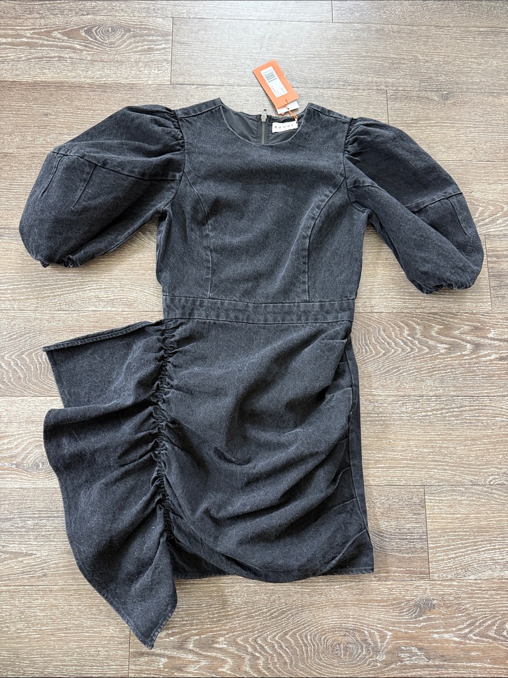 NWT RHODE Sz M Black DENIM DRESS.